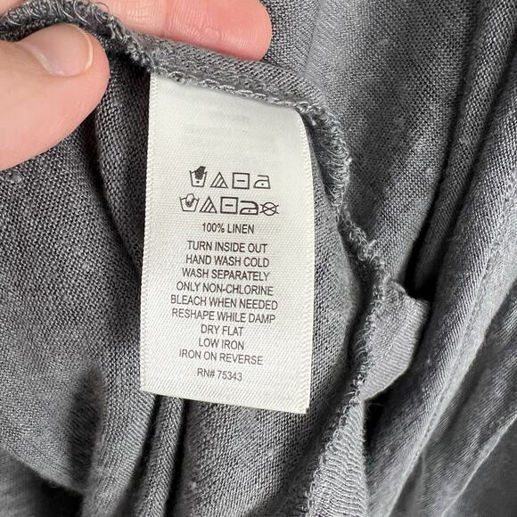 Tahari Women’s Sz S 100% Linen Knit Gray Lightweight Open Draped Front Cardigan - Picture 7 of 7